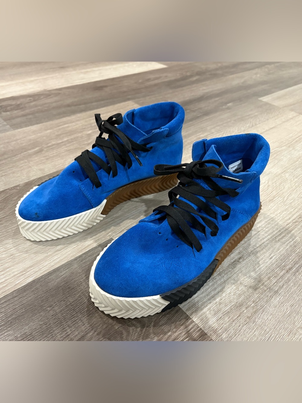 Adidas X Alexander Wang AW Skate Mid Bluebird Gum AC6849 Blue Suede Shoes Sz 6